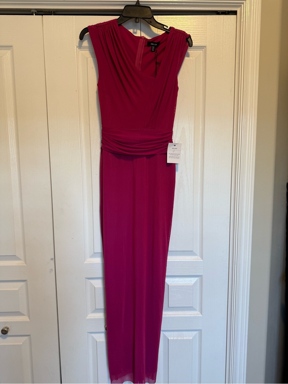 Women’s Fuchsia Maxi Dress - Elegant Draped Waist